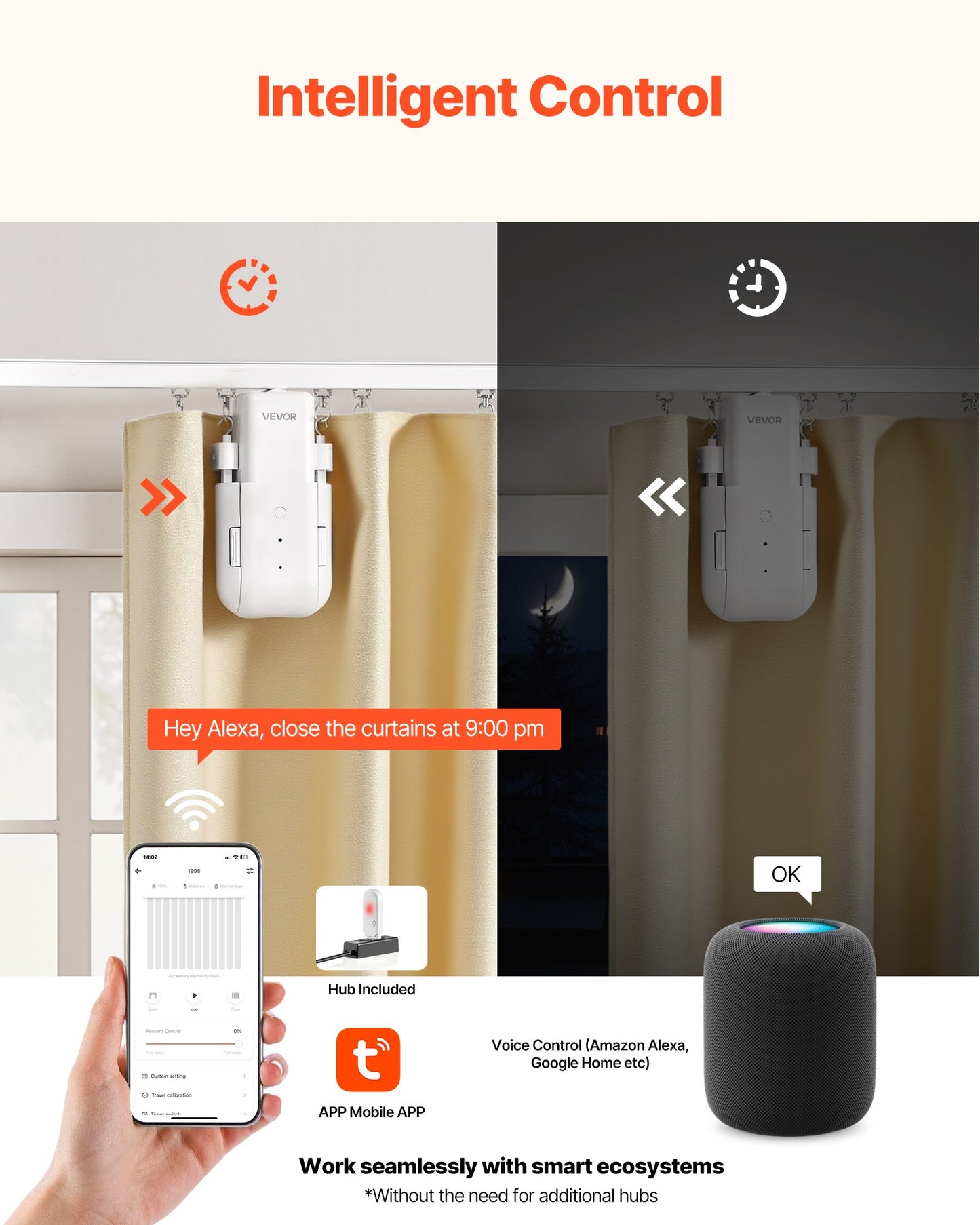 Smart Curtain Opener with App, Remote & Voice Control